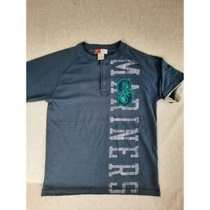 Nike Team Men's Medium Navy Blue Buttons Pullover Henley Shortsleeve Tee-Shirt‎